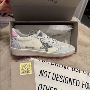 Golden Goose Ball Star White and Pink Sneakers - BRAND NEW WITH BOX